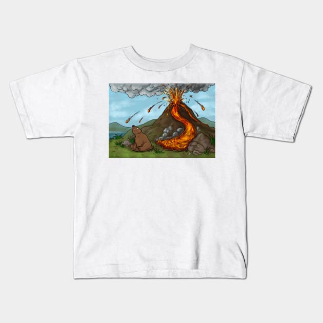 Dumb Bear - Volcano Kids T-Shirt by JadedSketch